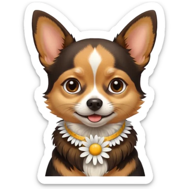 Chihuahua noir marron et feu  daisy sticker