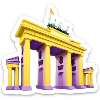 Purple and yellow brandenburg gate sticker