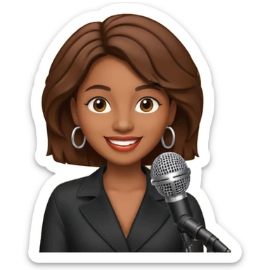 brown skin woman, singer, hold micro sticker