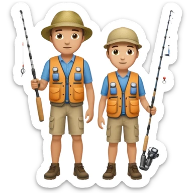 father and son fishing, full body sticker