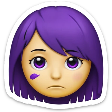 Normal emoji head, but with emo hair and black and purple paint around the eyes like an emo. And it’s looking sad sticker