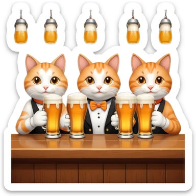 four happy cats drinking beers together sticker