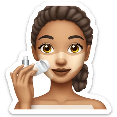 lightskin girl doing her skincare with skincare products  sticker