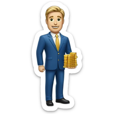 Posh-man-with-blue-suit-offering-goldbar sticker