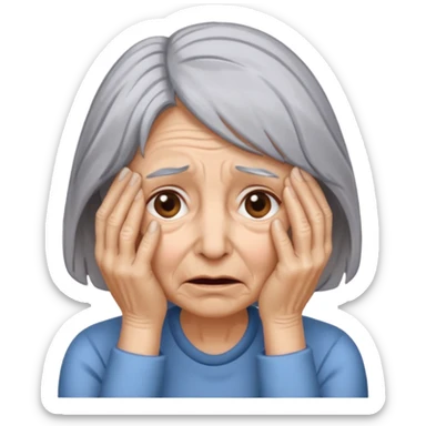 woman with gray hair and 1 palm of hand covering face in exasperation sticker