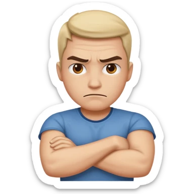 Mad face with arms crossed sticker