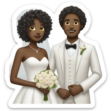 two people getting married curly hair  skin sticker