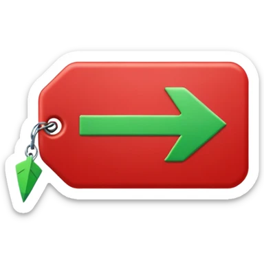 Tag vermelha com uma flecha pra cima verde do lado sticker