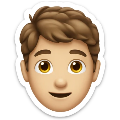 brown haired boy portrait waving hi sticker