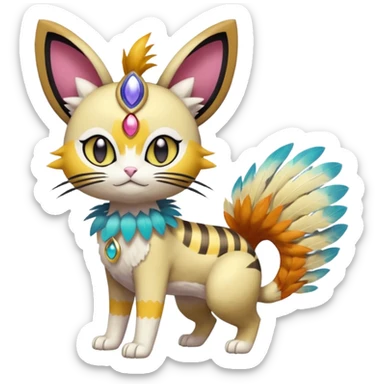 Meloetta-Meowth-Gatomon-Trico-Pokémon-Fakémon-fusion-hybrid-creature sticker