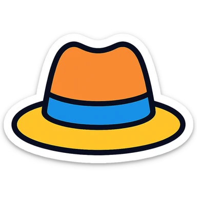 hat, lineal color icon with black outlines, simple and modern sticker