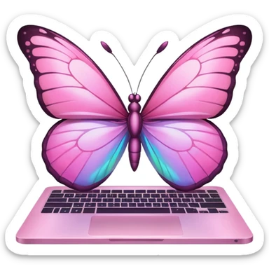 pink butterfly on laptop sticker