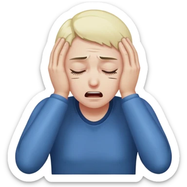 Face clutching head in agony and pain sticker