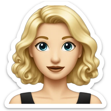 elegant caucasian girl in black dress sticker