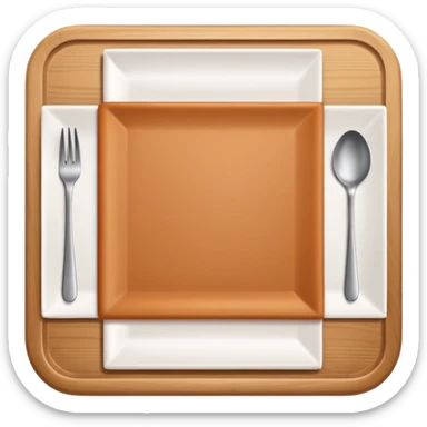 top view of an empty dining table with a white mat over it. sticker