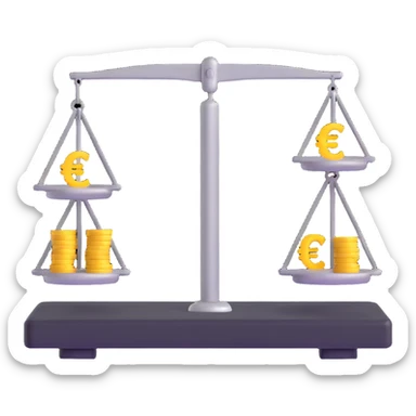 Balance scale with Euro symbols in the trays sticker