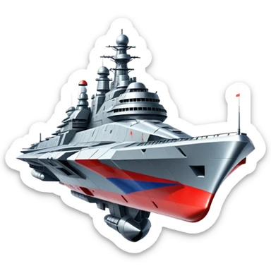 Gigantic Russian war cruiser spaceship with tricolor markings sticker