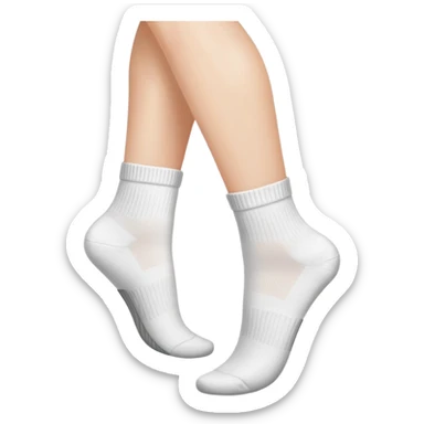 woman's feet wearing white crew socks viewed from directly underneath showing soles sticker