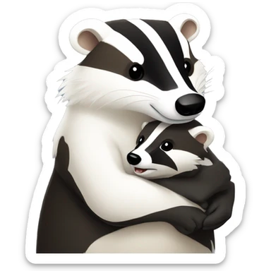 Badger cuddling small white ermine sticker
