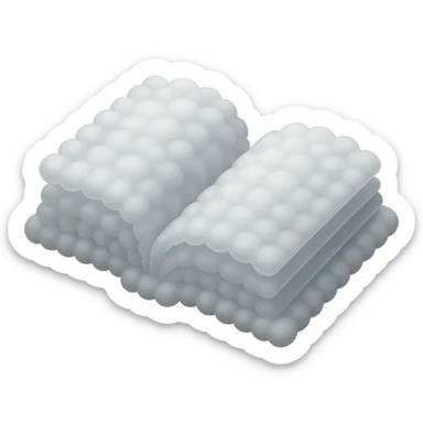 thick open book made entirely of small very bright white fluffy convex clouds, matte glass style sticker