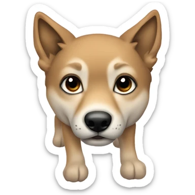 4 short legs a light brown puppy-like wolf with black ears sticker