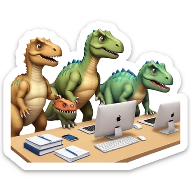 old dinosaurs working in an office sticker