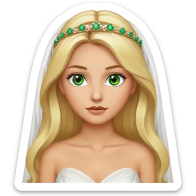 Fille cheuveux blond longt yeux vert  maquiller robe de mariage Métisse chronique sticker