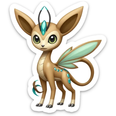 Cool epic legendary slender elegant cute handsome realistic Meloetta-Inteleon-Gabite-Pokémon-Fakémon-fusion-hybrid-creature sticker