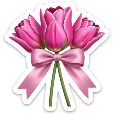Pink tulips with a bow sticker