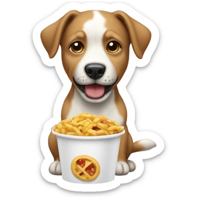 Un perrito con comiendo  sticker