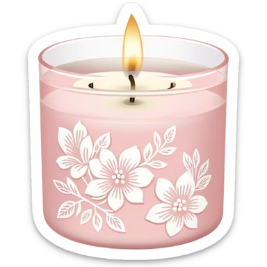 Light pink bath and body works with white floral design   candleLight pink bath and body works with  line art candle sticker