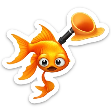Goldfish in a bikini with a pipe sticker