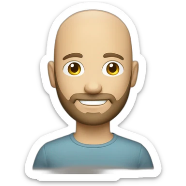 good looking caucasian male with small beard and almost bald smart casual holding papers sticker