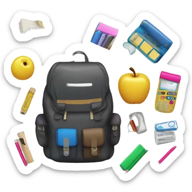 school bag and study supplies sticker