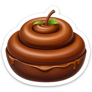 tamarind paste, small mound or swirl, dark brown, thick and sticky, glossy, irregular shape, dense, natural fibrous strands, deep chestnut to reddish-brown, no extras, apple emoji style, soft lighting, transparent background, emoji scale sticker