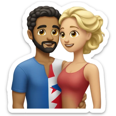 Puerto rican beard short hair with blonde girl kissing  sticker