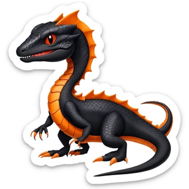 Black an Orange Salandit-Salazzle-Draco-Drakeon-Fakémon-creature-hybrid sticker