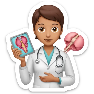 radiologist holding an image of the uterus sticker