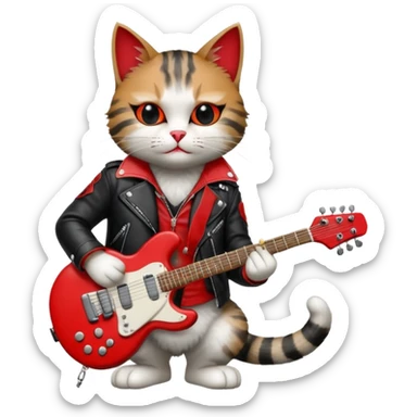rock n roll cat sticker