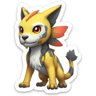 cute cool edgy Digimon-Fakemon-animal with colorful markings full body sticker