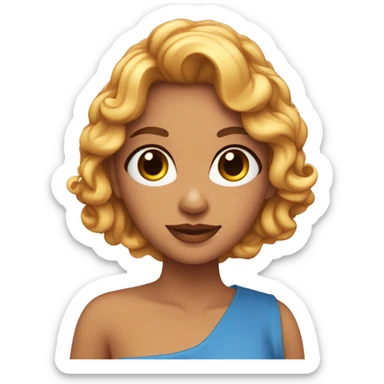 una chica guapa runia con pecas en a cara, ojos azules, pelo negro y rizado sticker