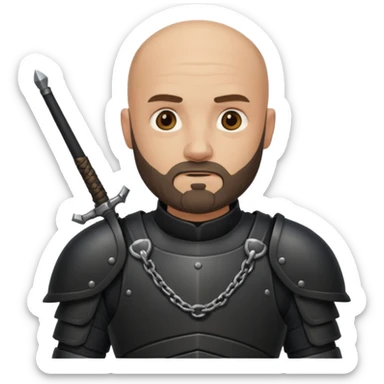 bald bearded  armed guards black armour sticker
