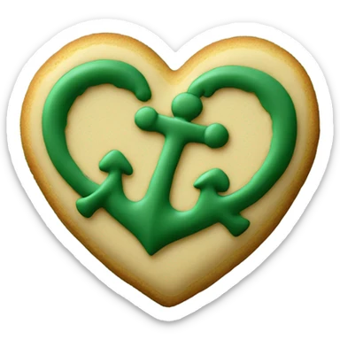 cookie heart with dark green anchor sticker