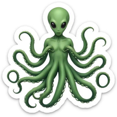 full body humanoid peacefull alien witgh tenticals sticker