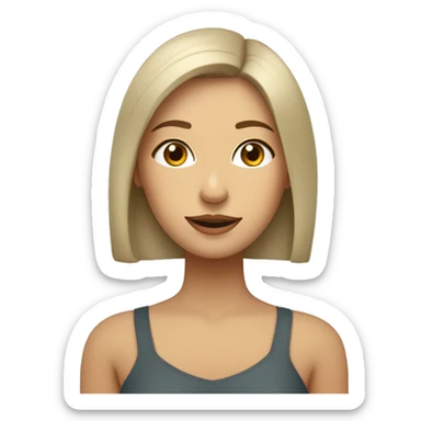 Mujer de piel blanca con pelo lacio a la altura de los hombros , su pelo color sea rubio, de ojos marrones . Que este en varias funciones de expresión  sticker