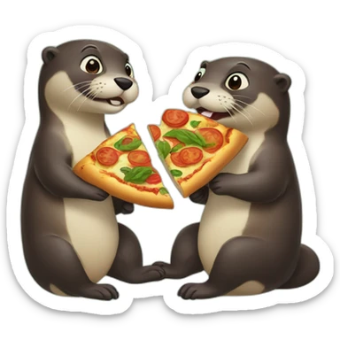 Two Otter eat veggie pizza sticker