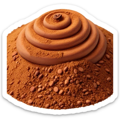 small mound or soft scatter of fine, light brown to beige-green powder with smooth matte texture and delicate speckling, slightly uneven surface, freshly ground spice, apple emoji style, soft lighting, subtle shadows, transparent background, emoji scale sticker