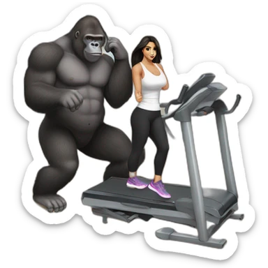 Buff Gorilla helping Kim Kardashian exercise sticker