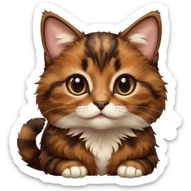 A high-resolution photo-realistic digital illustration of a brown multicoloured  tortoiseshell cat kitten, chest upward sticker