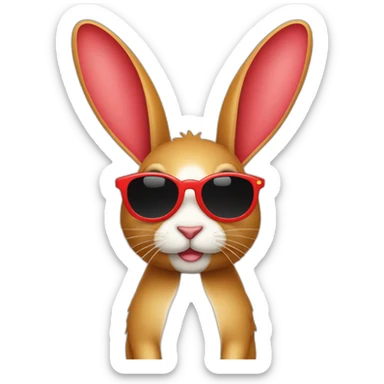 Conejo rojo con gafas de sol redondas amarillas. sticker